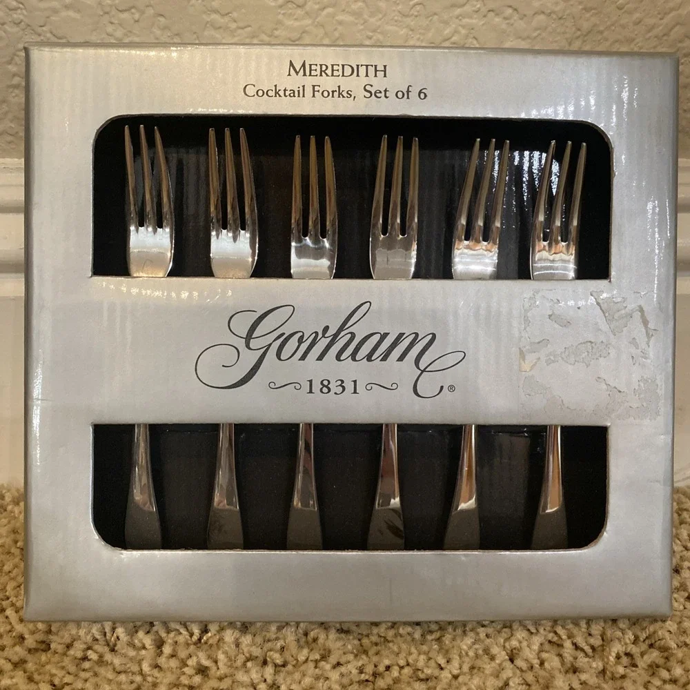 Gorham 1831 Cocktail Forks Set Of 6 Stainless Steel Flatware Meredith Pattern